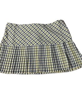 Janette size M Y2K Pleated Plaid Mini Skirt in Yellow and Black paper tag